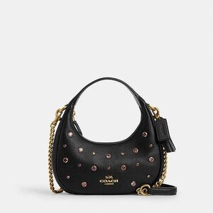 Coach Black Shoulder Bag with Pink Embellishments